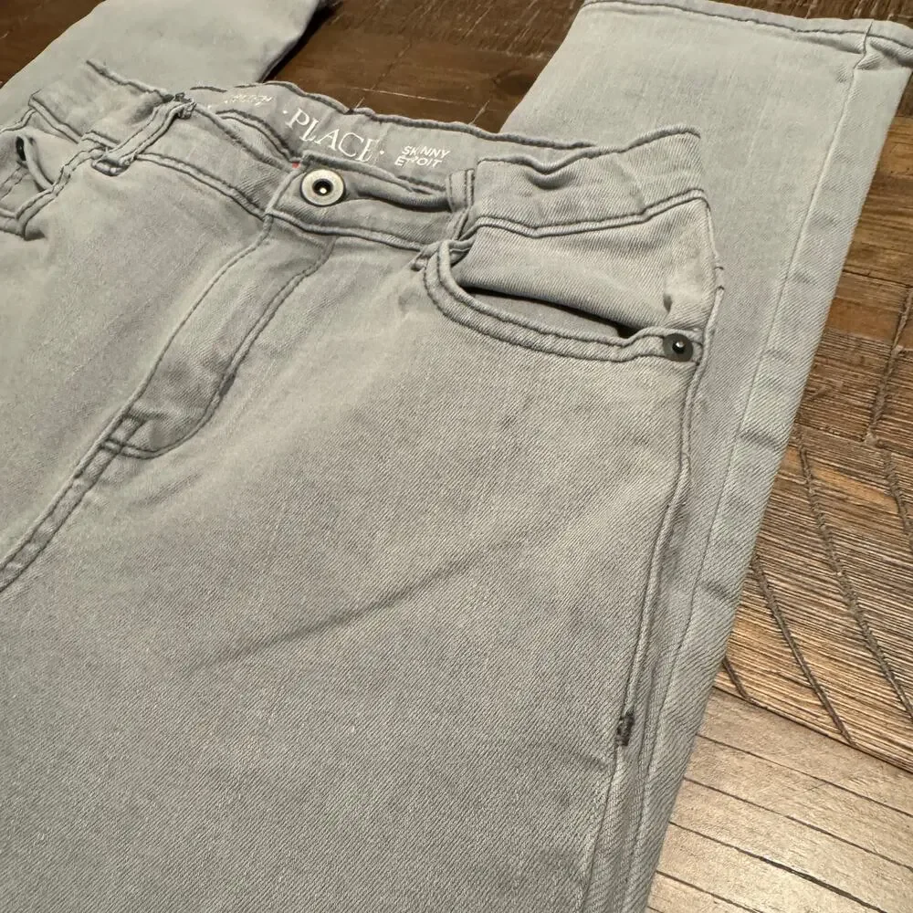 The Children's Place Boys Light Grey Stretch Skinny Jeans Size 12 Light Stains - Picture 9 of 9